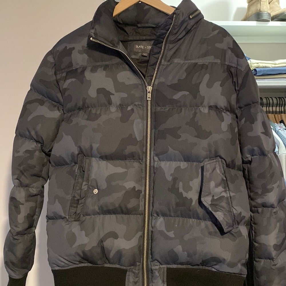 Camo slate and stone puffer